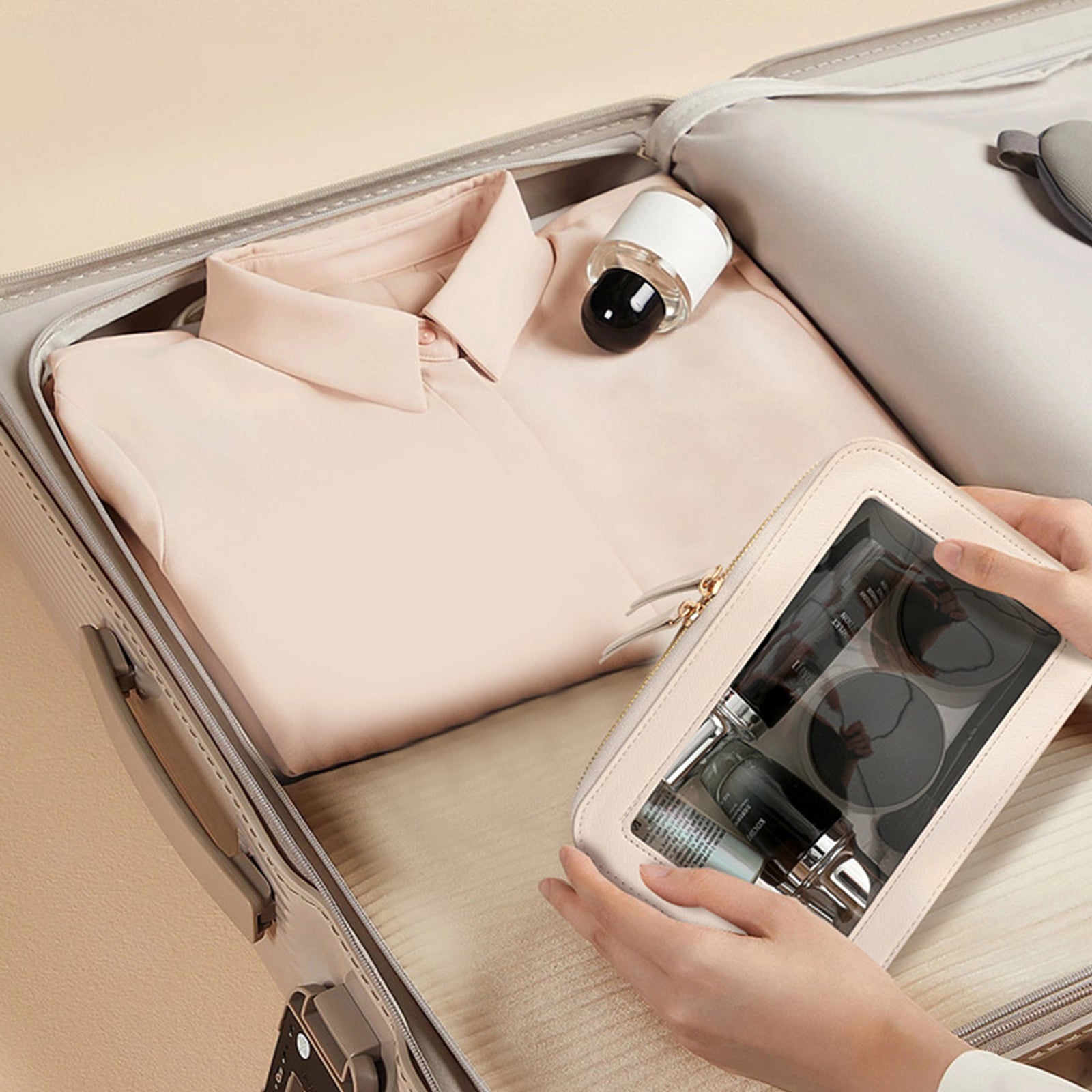 Single Layer Transparent Makeup Bag Waterproof PU Leather Cosmetic Bag Single Layer Transparent Makeup Bag Waterproof PU Leather Cosmetic Bag